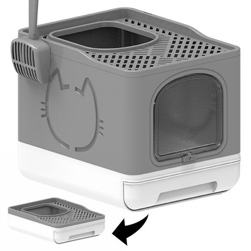 Imagen de Sanitario para gatos plegable Gris 49.6x38.8x40.7cm