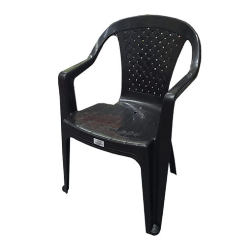 Imagen de Silla plastica negra con posa brazos PVC