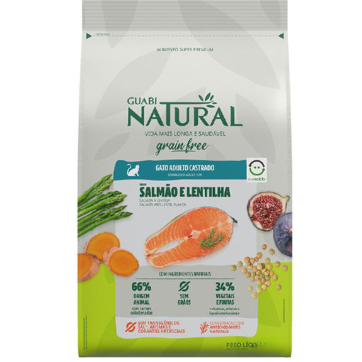 Imagen de GUABI NAT GATO CAST GFREE SALMON Y LENTEJA 7.5KG