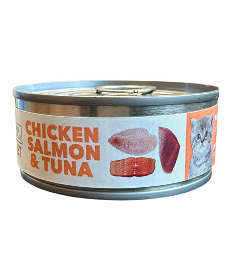 Imagen de AMITY KITTEN POLLO, SALMON Y ATUN 95G